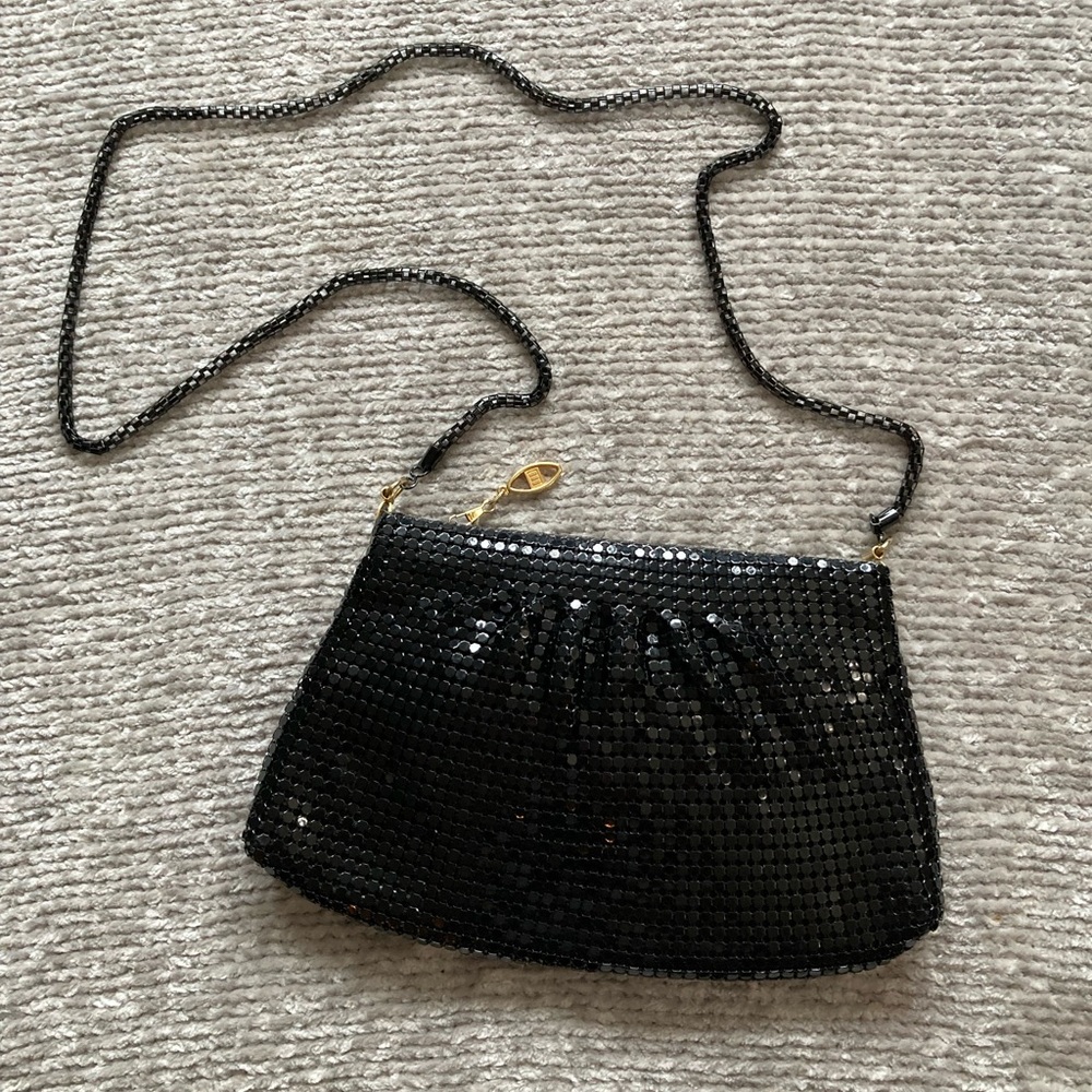 Vintage‎ Mesh Evening Bag Black Metal Handbag Formal Sparkling Purse